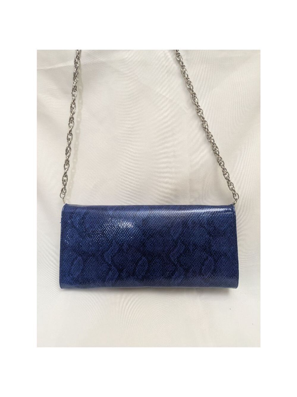White House Black Market Blue Faux Snakeskin Clutch - Picture 13 of 13